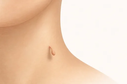 쥐젖을 표현한 컬러 일러스트. 줄기로 매달림.