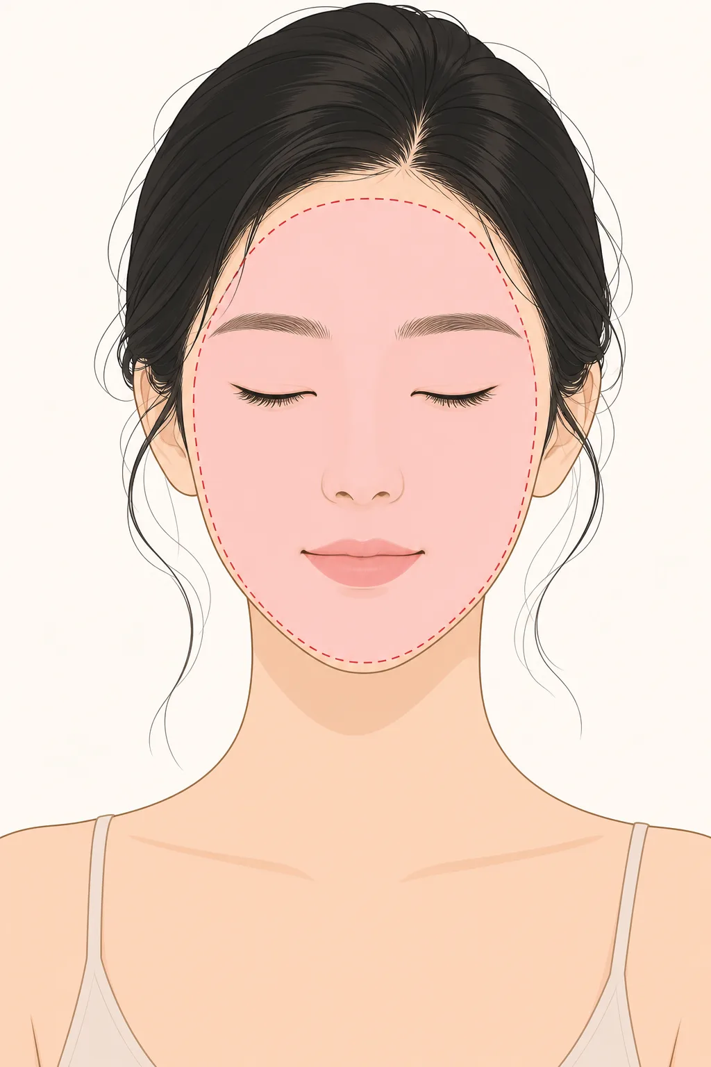 얼굴 편평사마귀 치료 부위를 표시한 안내 이미지