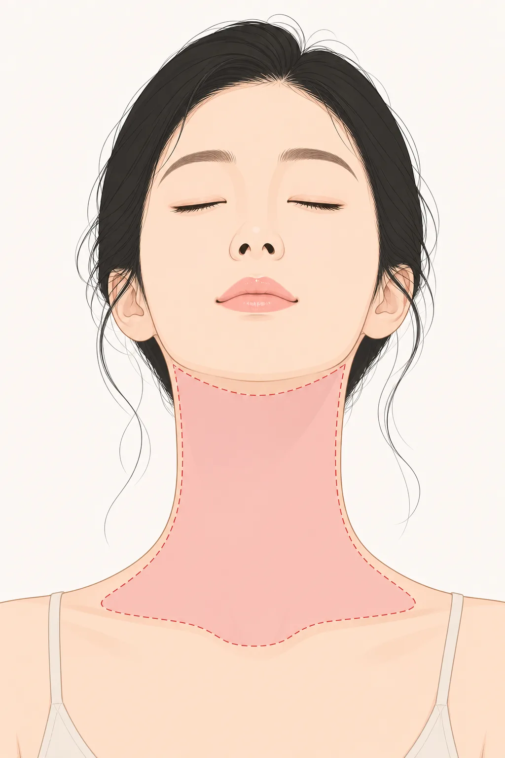 목 편평사마귀 치료 부위를 표시한 안내 이미지