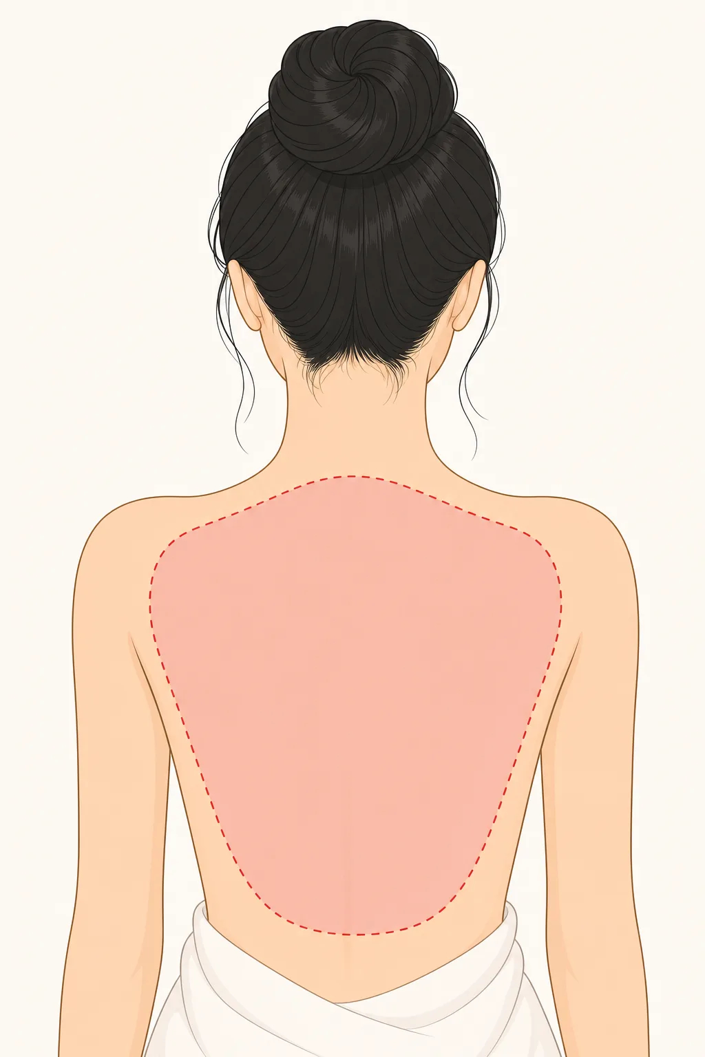 상반신뒤 편평사마귀 치료 부위를 표시한 안내 이미지