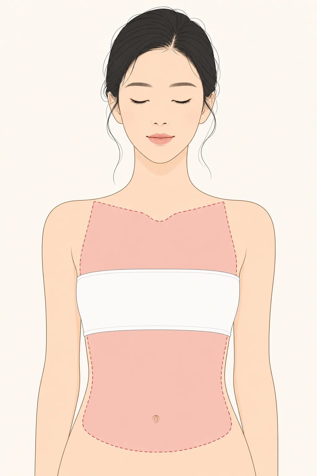 상반신앞 편평사마귀 치료 부위를 표시한 안내 이미지